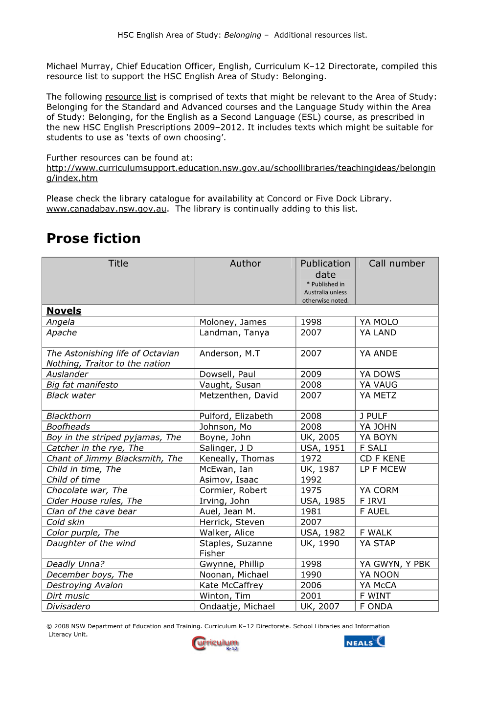 HSC English Area of Study: Belonging – Additional Resources List