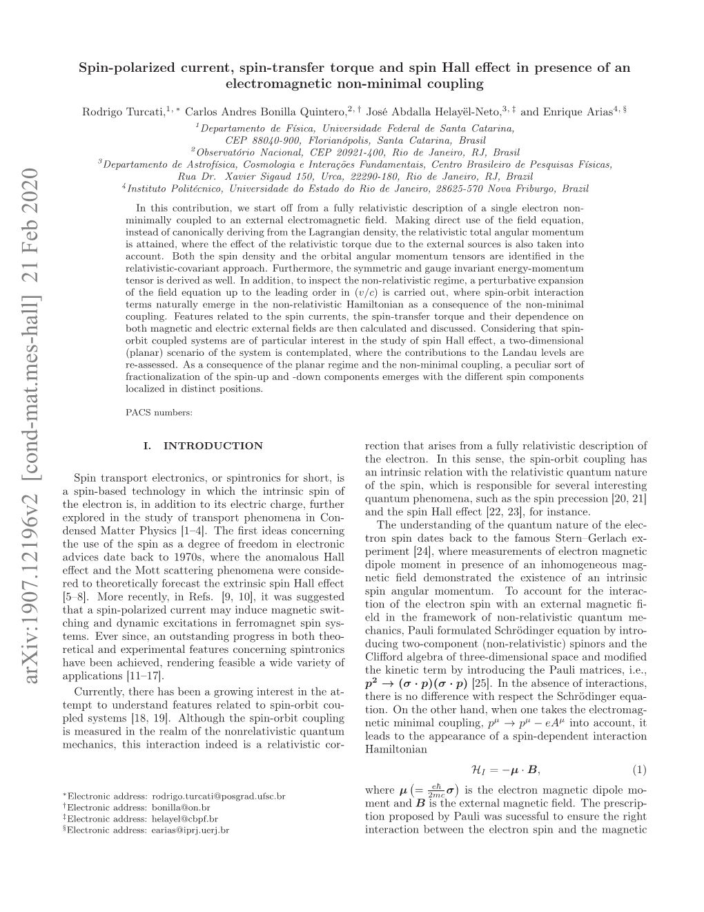 Arxiv:1907.12196V2 [Cond-Mat.Mes-Hall]