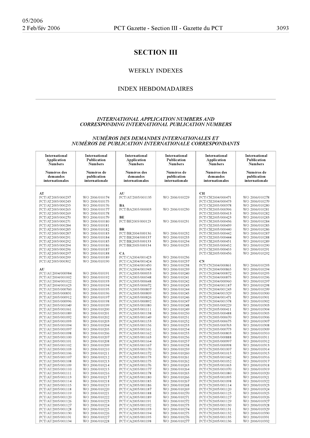 PCT Gazette, Weekly Issue No. 5, 2006