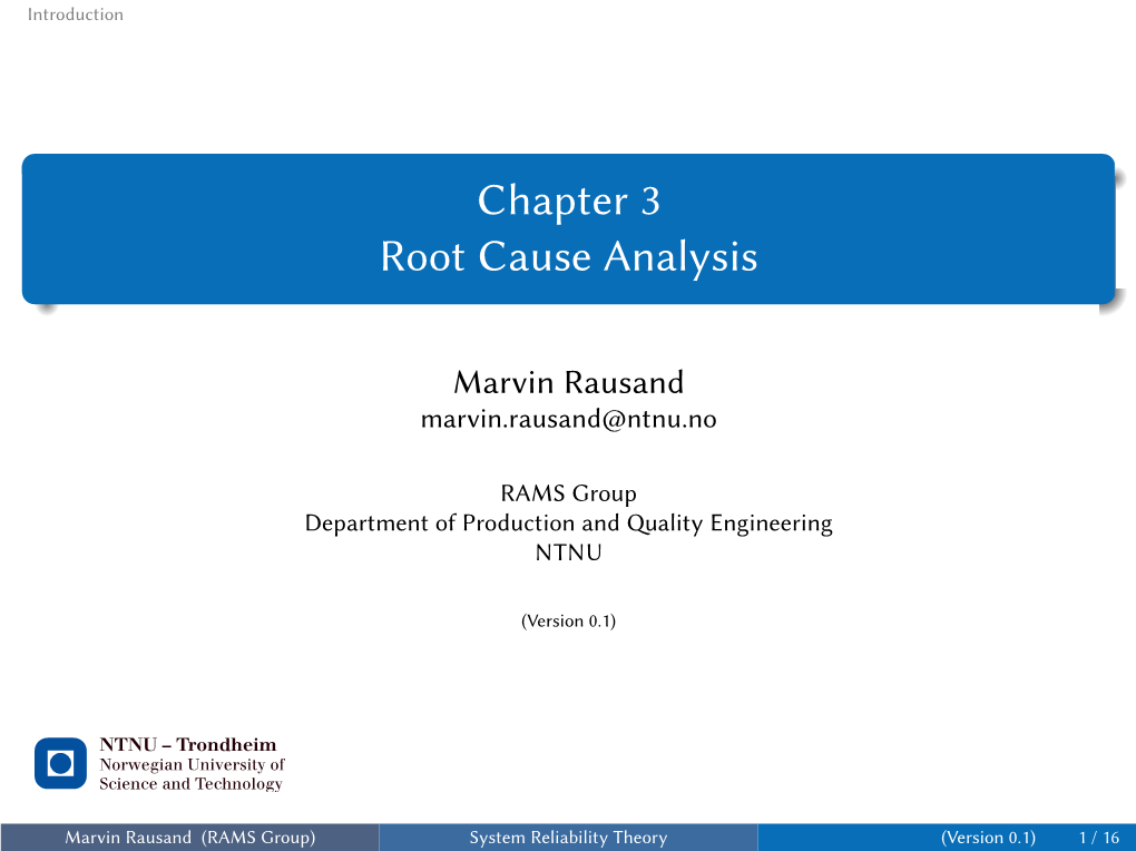 Root Cause Analysis