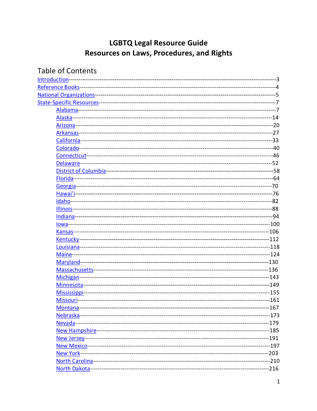 LGBTQ Legal Resource Guide Resources on Laws, Procedures, and Rights