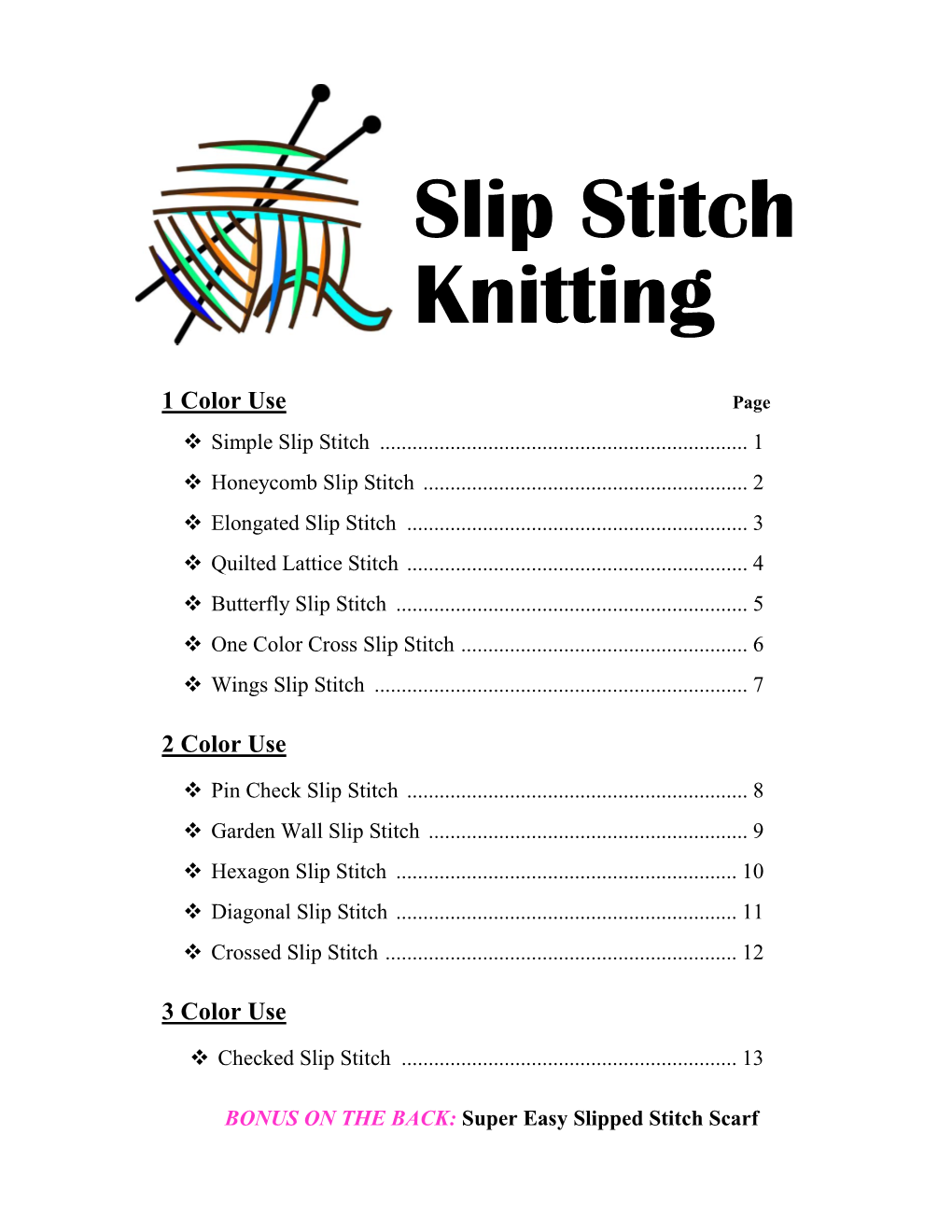 Slip Stitch Knitting