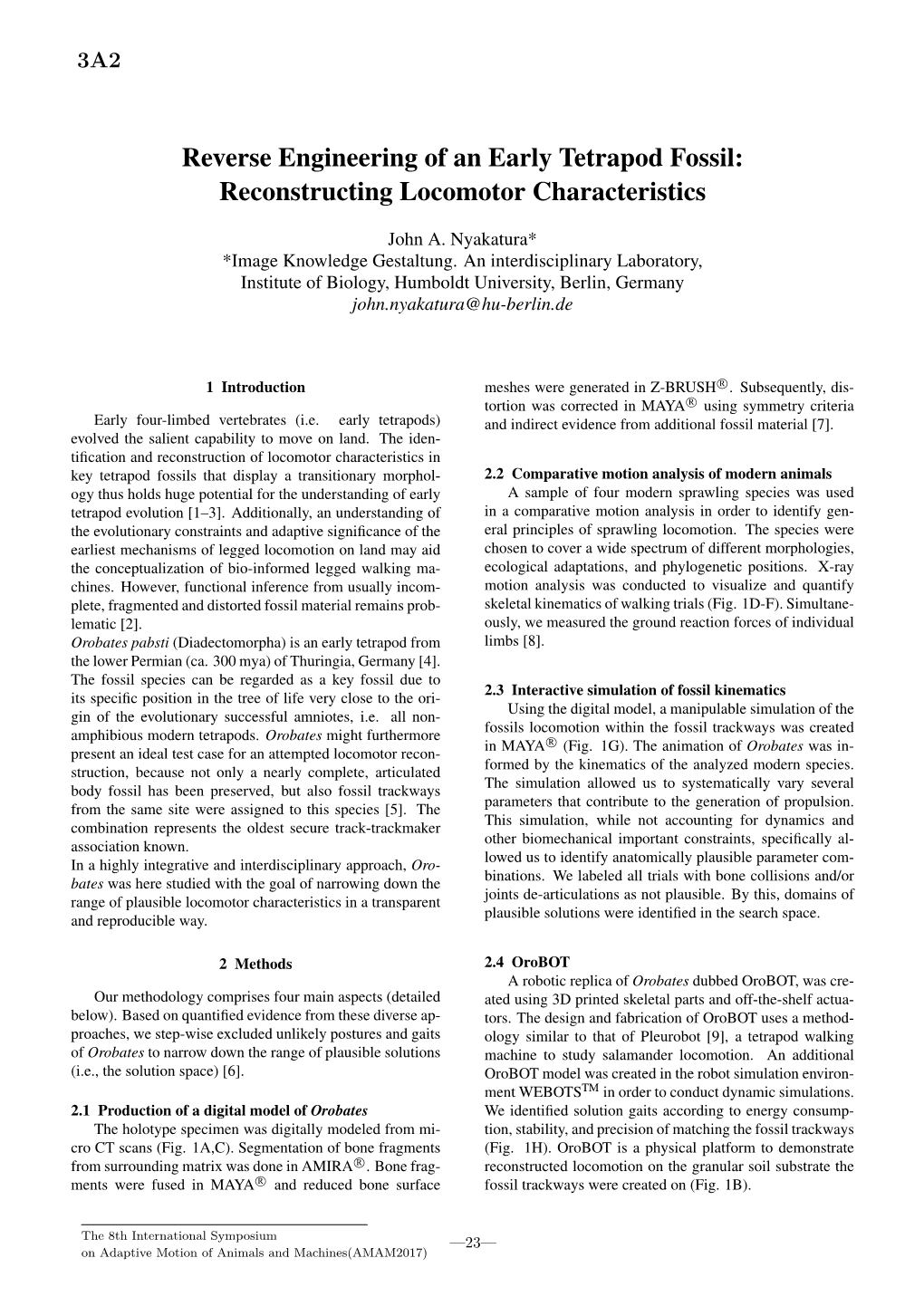 Reverse Engineering of an Early Tetrapod Fossil: Reconstructing Locomotor Characteristics