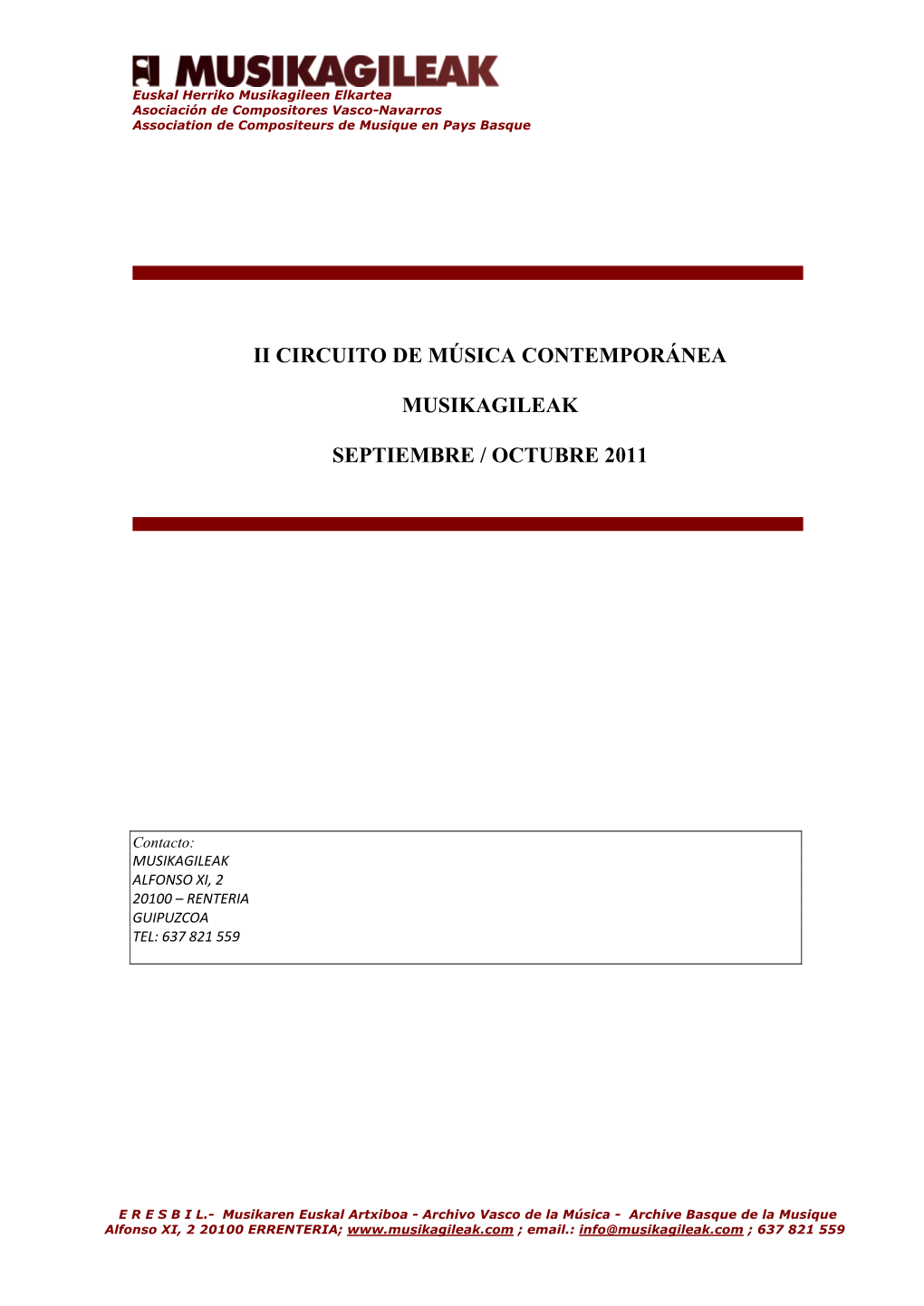 Ii Circuito De Música Contemporánea