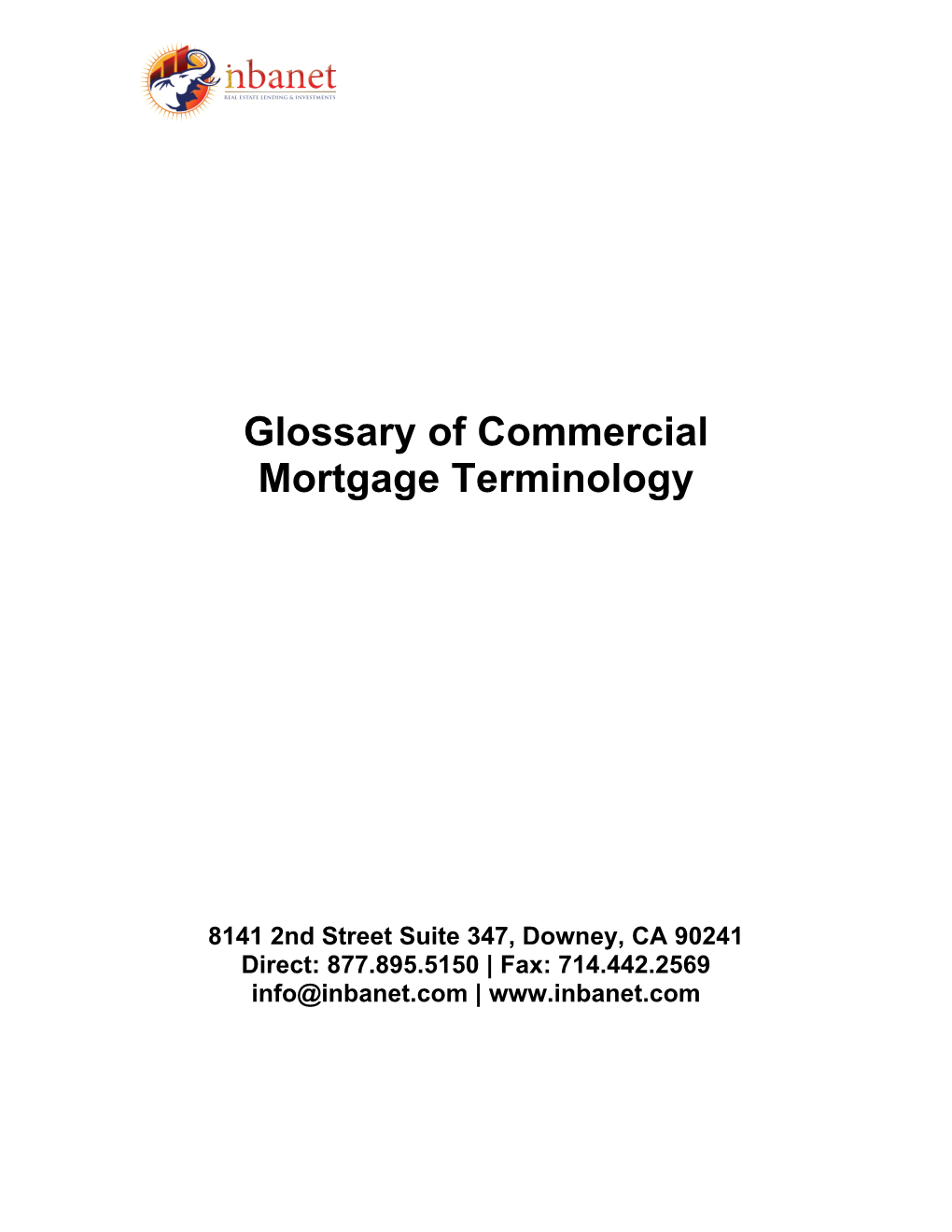 Glossary of Commercial Mortgage Terminology