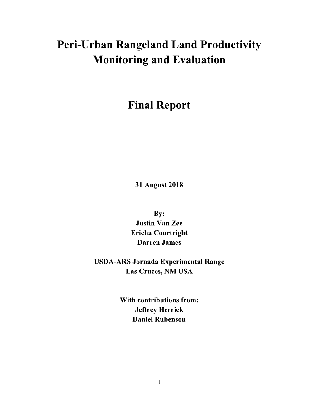 Peri-Urban Rangeland Land Productivity Monitoring and Evaluation