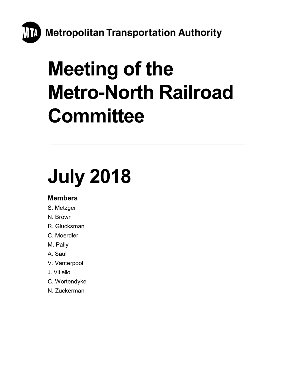Meeting of the Metro-North Railroad Committee July 2018