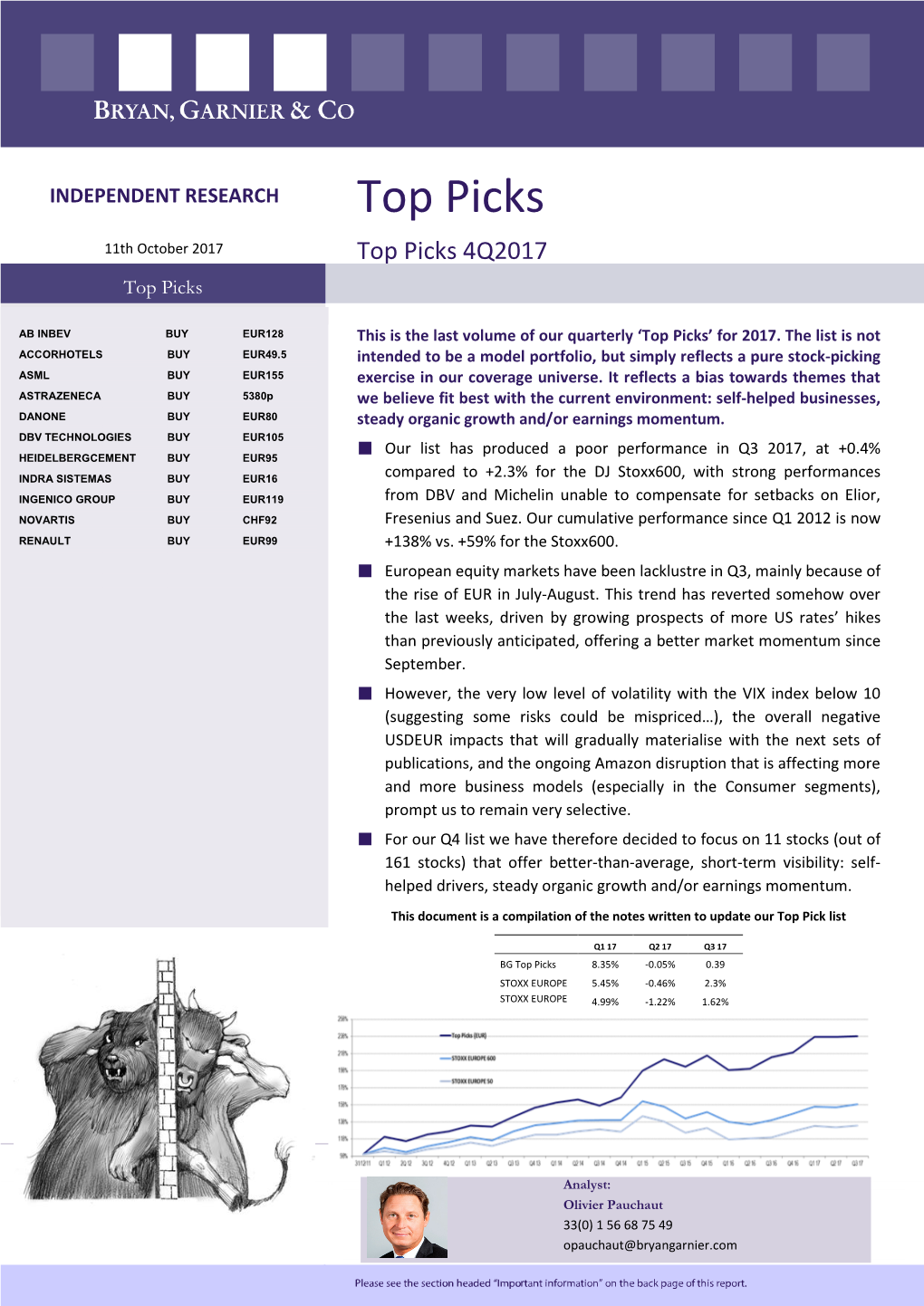 Top Picks 11Th October 2017 Top Picks 4Q2017 Top Picks