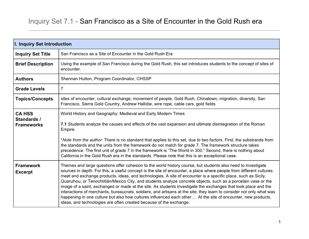 San Francisco As a Site of Encounter in the Gold Rush Era ​