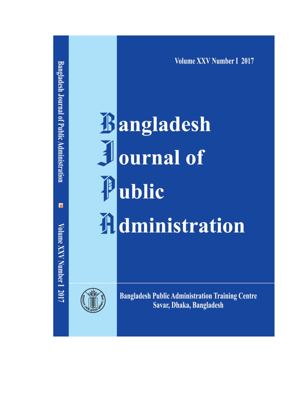 Bangladesh Journal of Public Administration Volume XXV Number I 2017