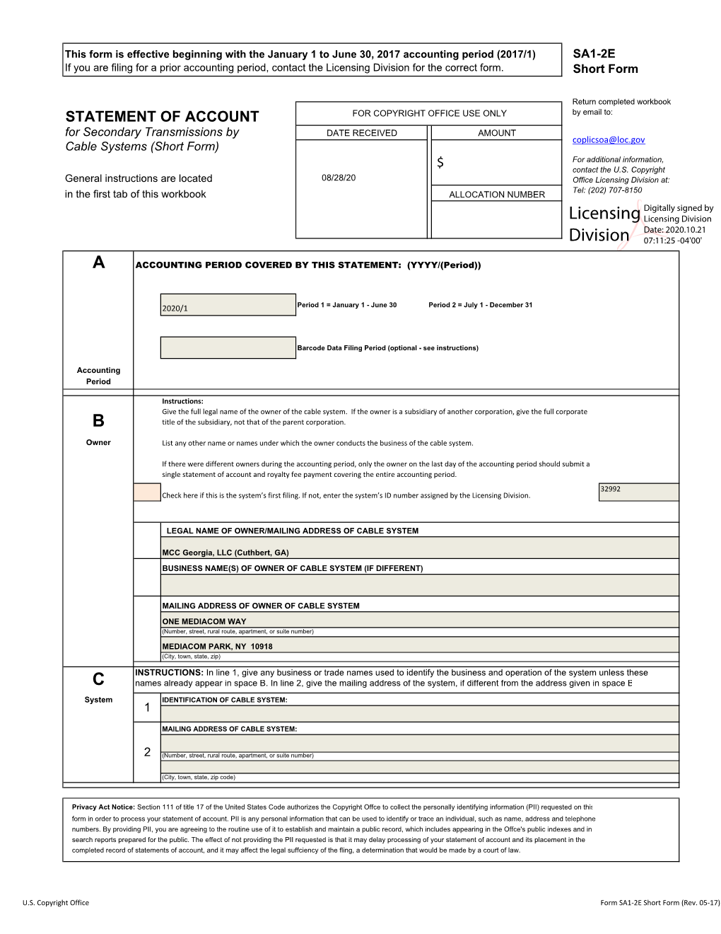 Licensing Division for the Correct Form