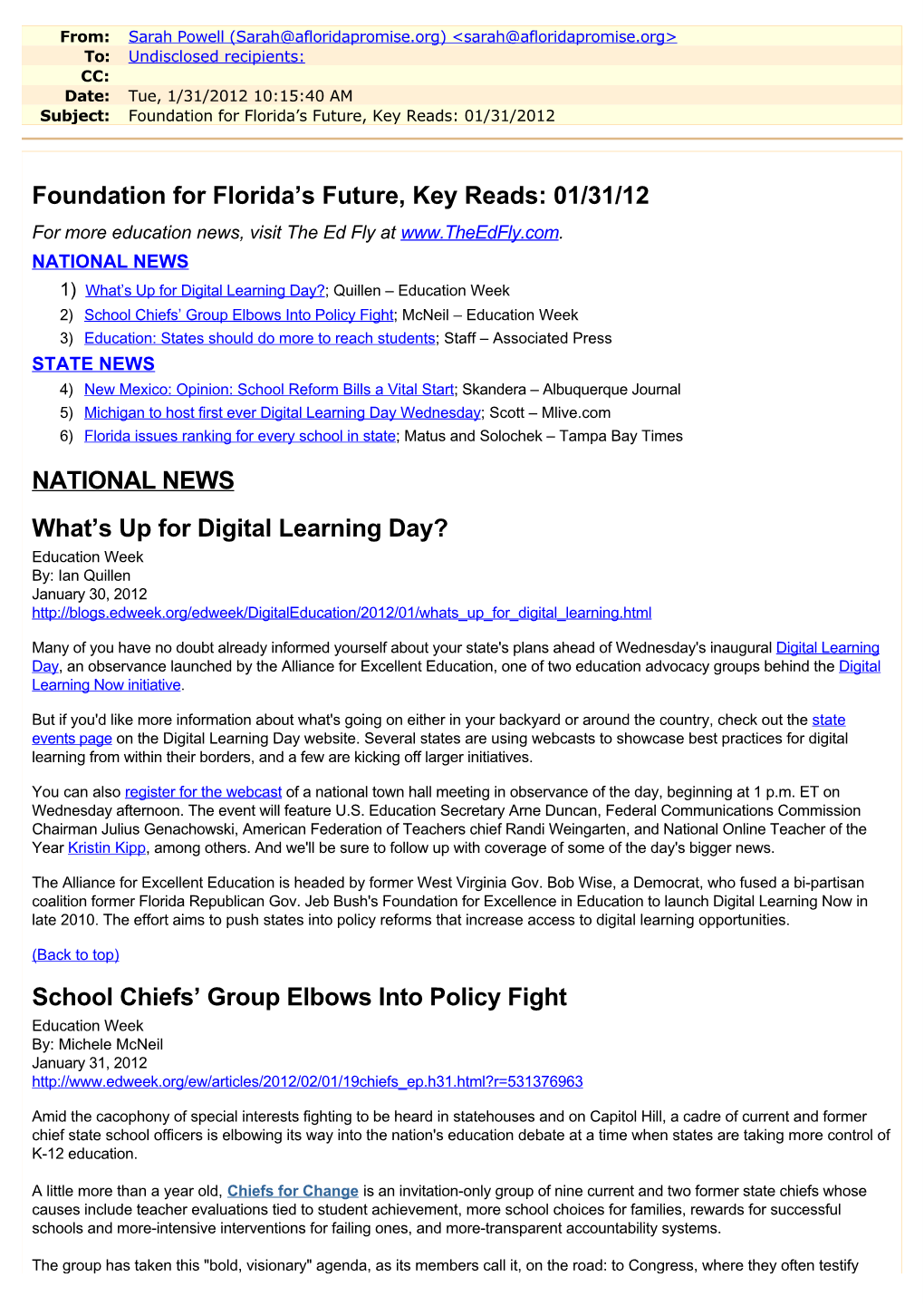 01/31/12 NATIONAL NEWS What's up for Digital Learning Day?