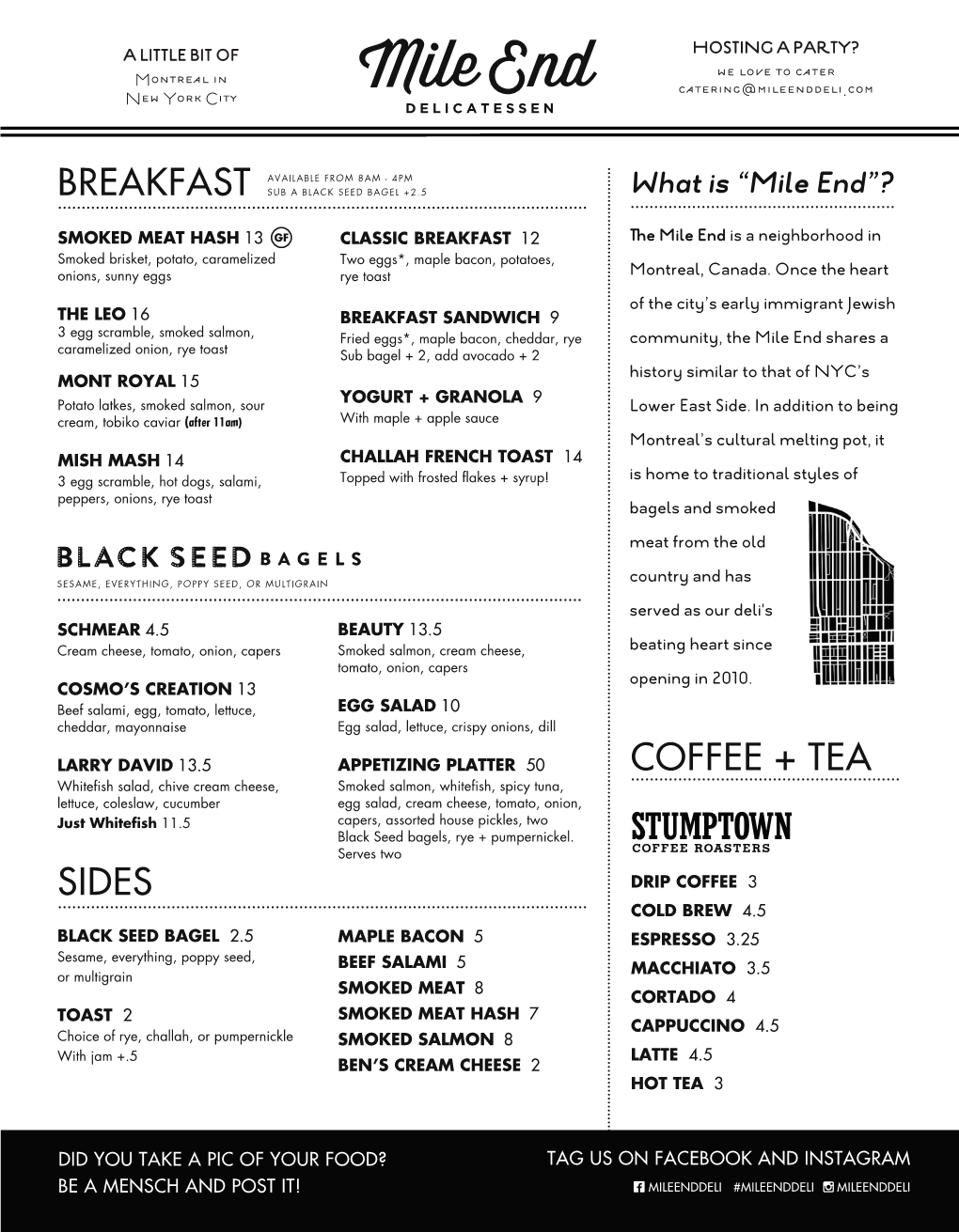 Breakfast Coffee + Tea Sides Specials