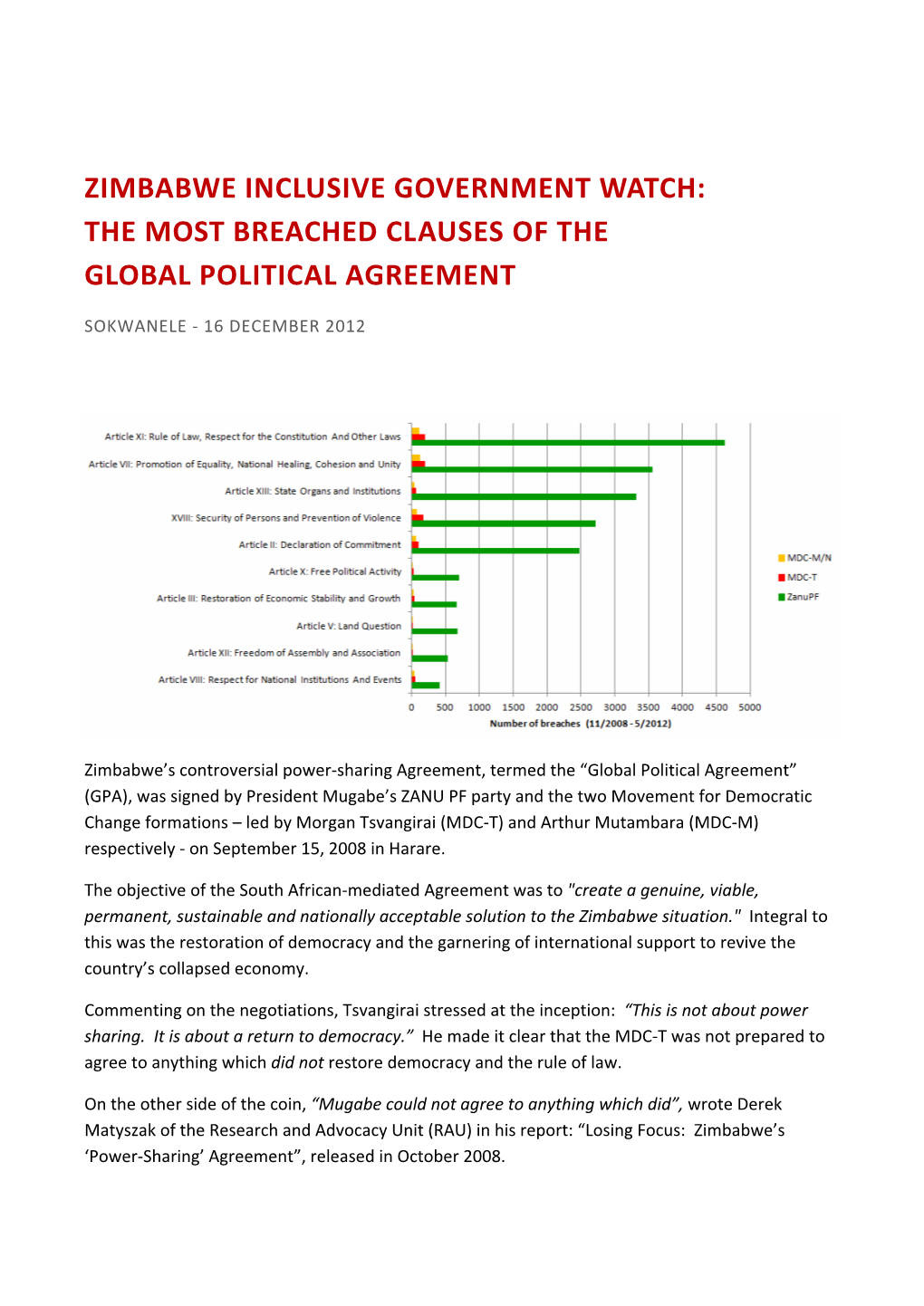 The Most Breached Clauses of the Global Political Agreement