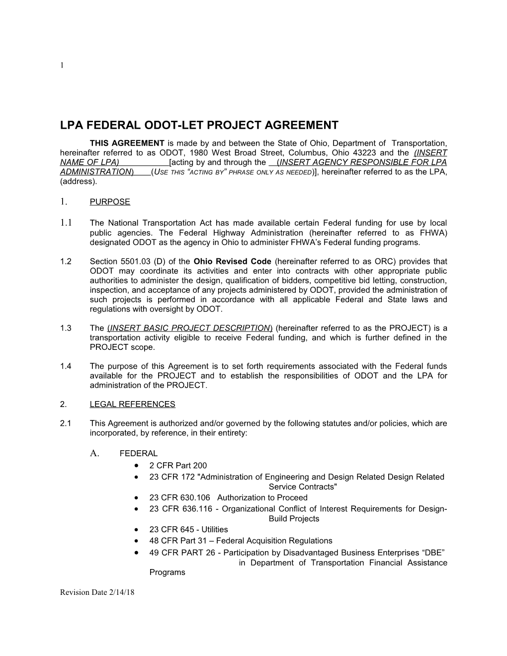 Lpa Federal Odot-Let Project Agreement s1