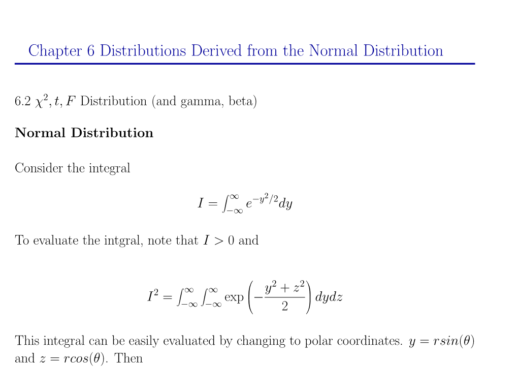 Chapter 6 Distributions Derived from the Normal Distribution