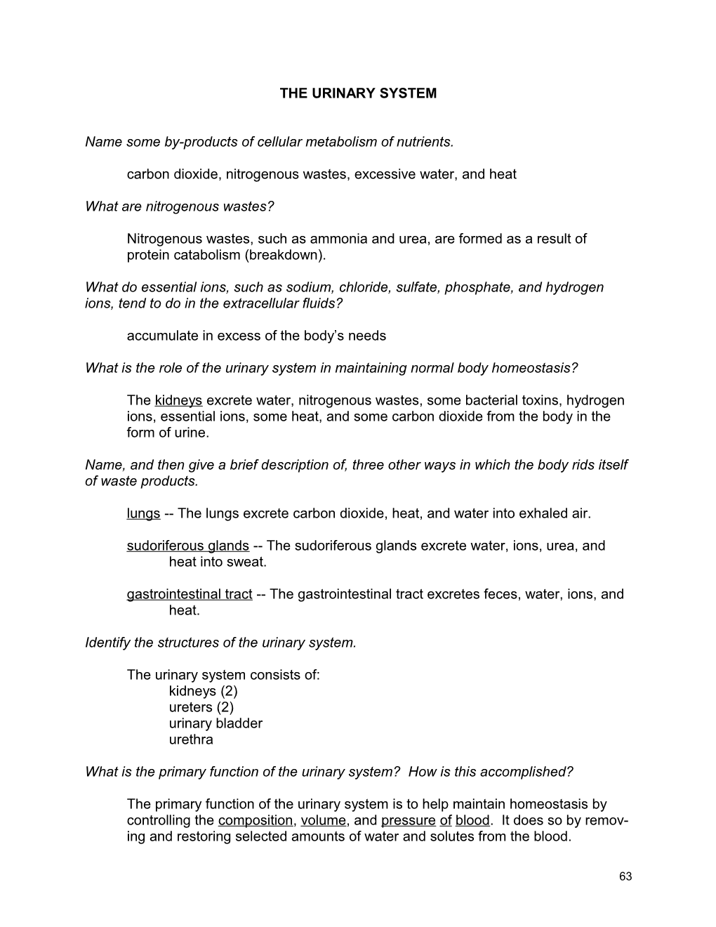 The Urinary System