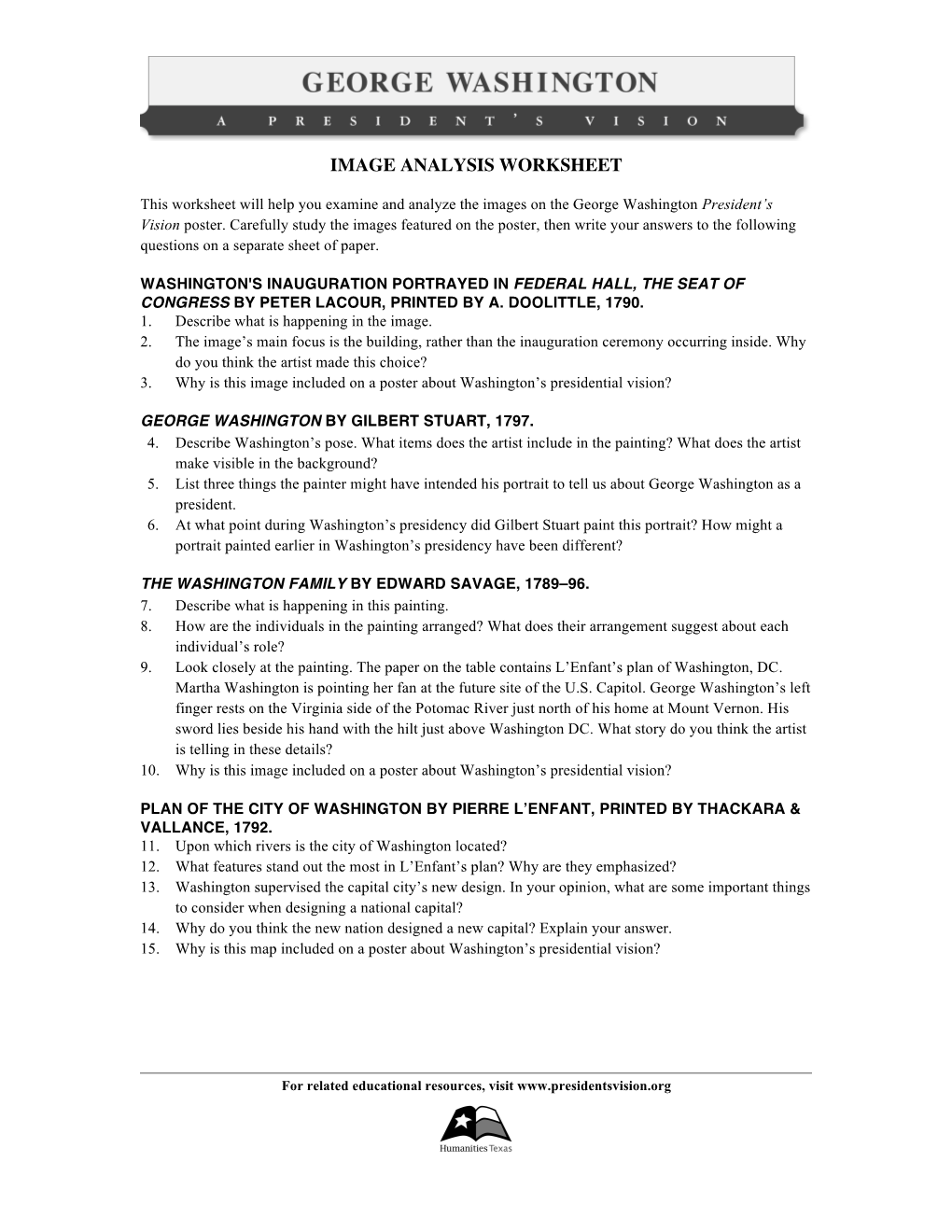 Image Analysis Worksheet