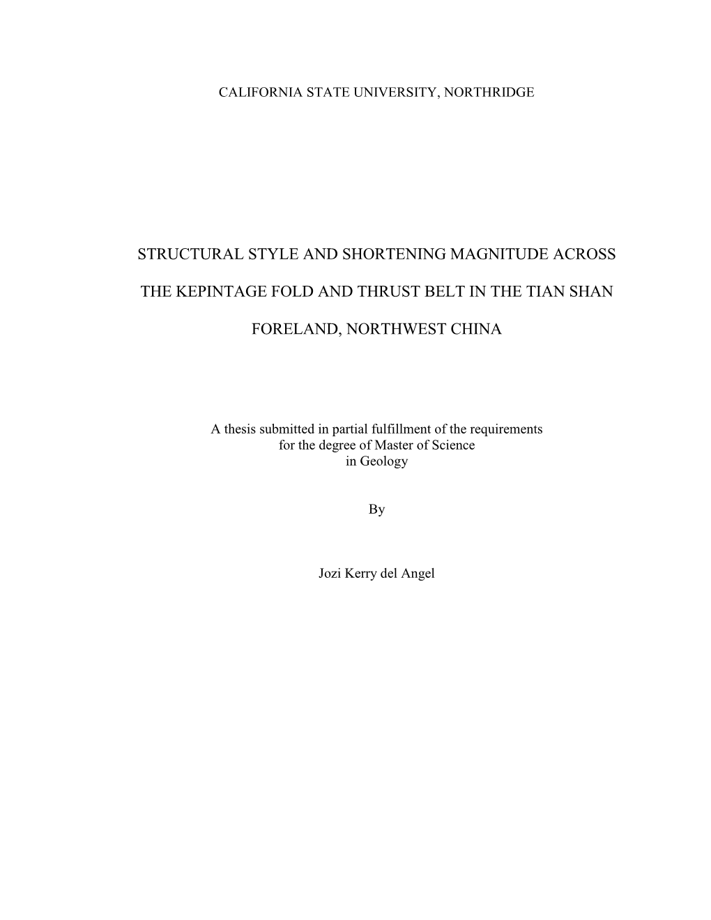 Structural Style and Shortening Magnitude Across the Kepintage