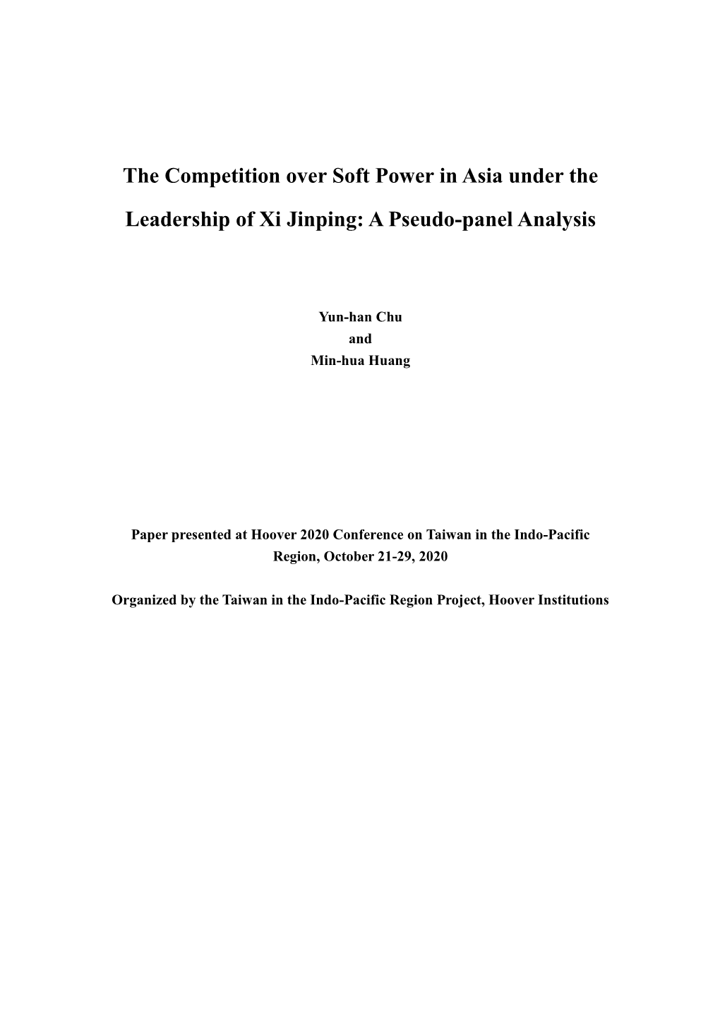 The Competition Over Soft Power in Asia Under the Leadership of Xi Jinping: a Pseudo-Panel Analysis