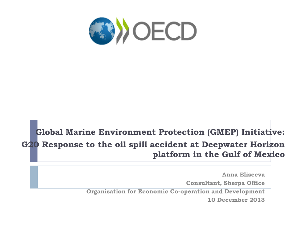 Global Marine Environment Protection (GMEP) Initiative: G20 Response to the Oil Spill Accident at Deepwater Horizon Platform in the Gulf of Mexico