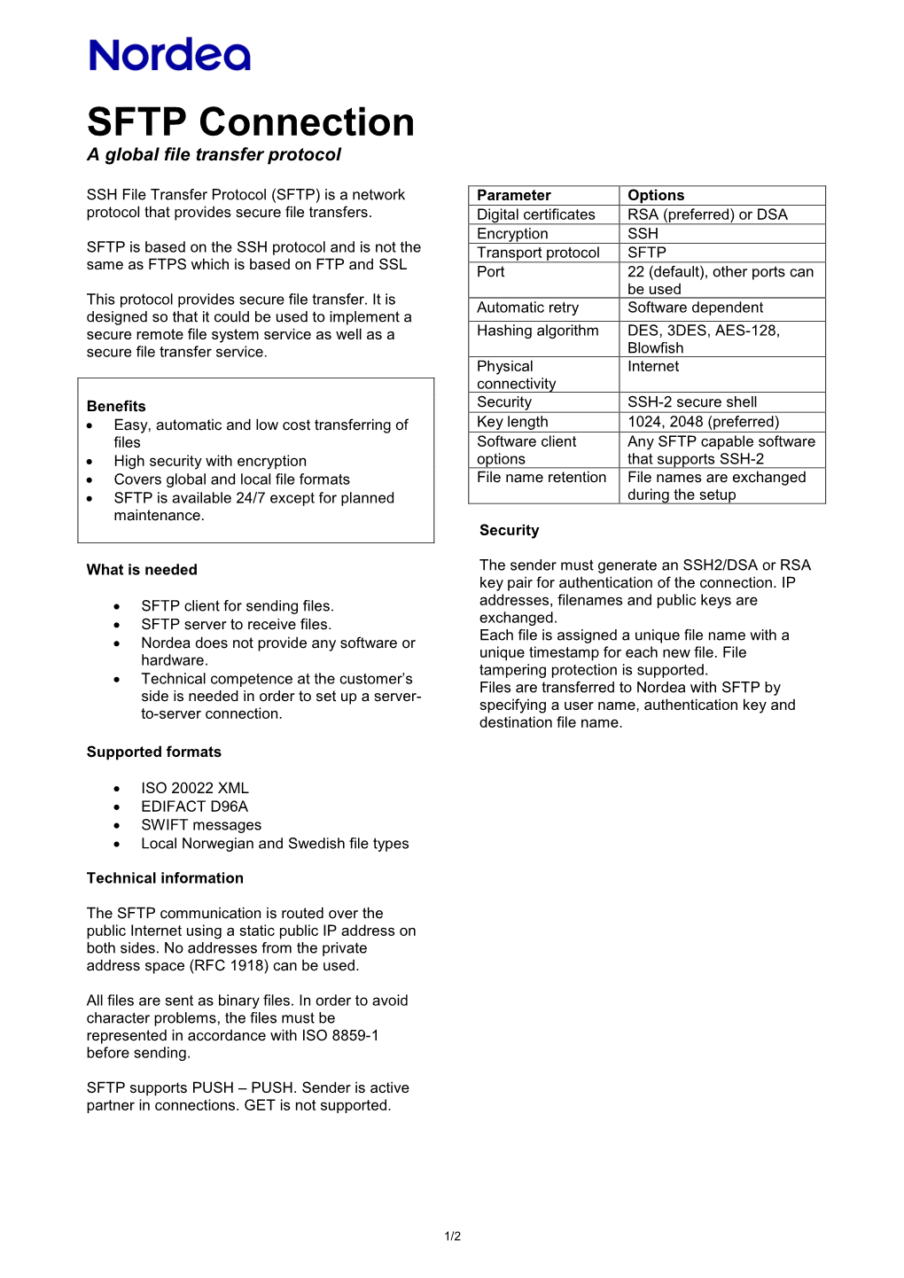 SFTP File Transfer Fact Sheet