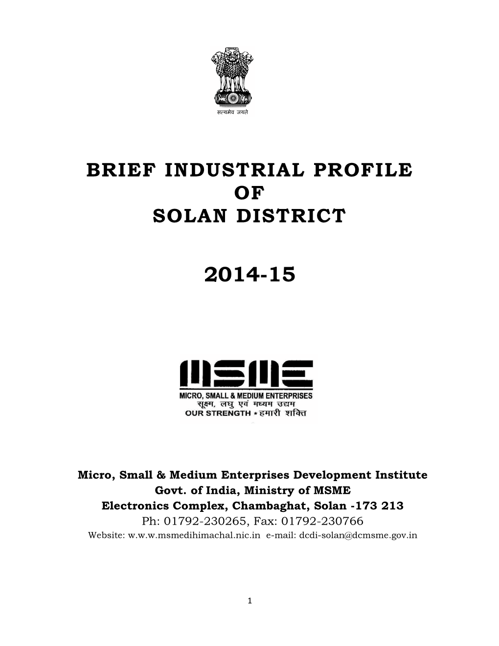 Brief Industrial Profile of Solan District