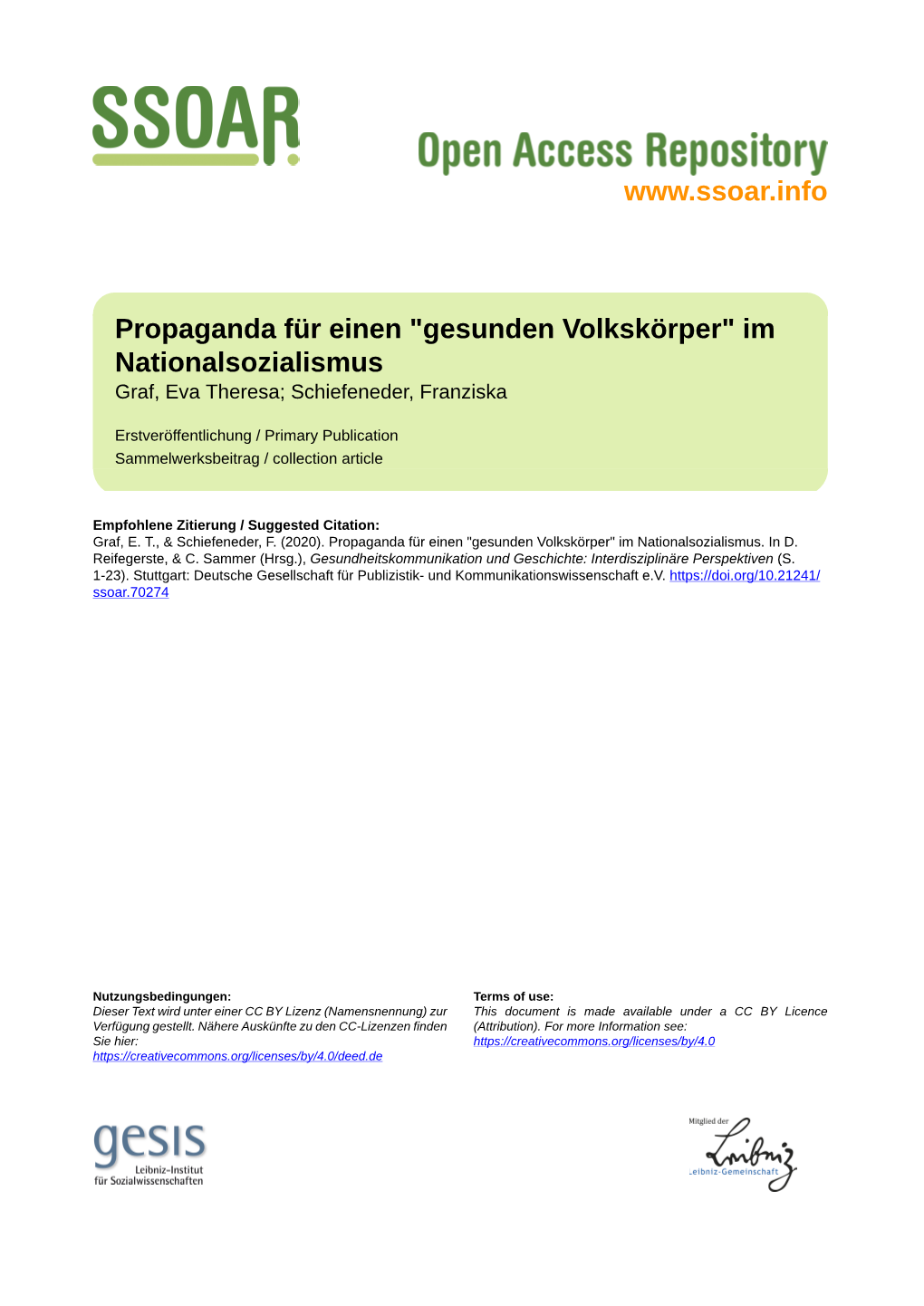 Propaganda Für Einen „Gesunden Volkskörper“ Im Nationalsozialismus