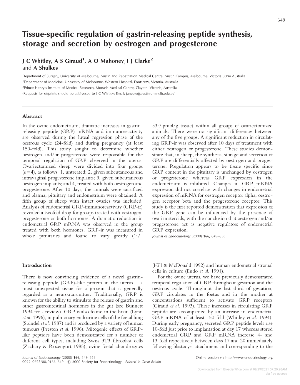 Tissue-Specific Regulation of Gastrin-Releasing Peptide Synthesis