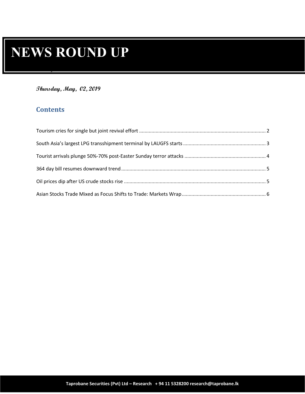 News Round up 02.05.2019