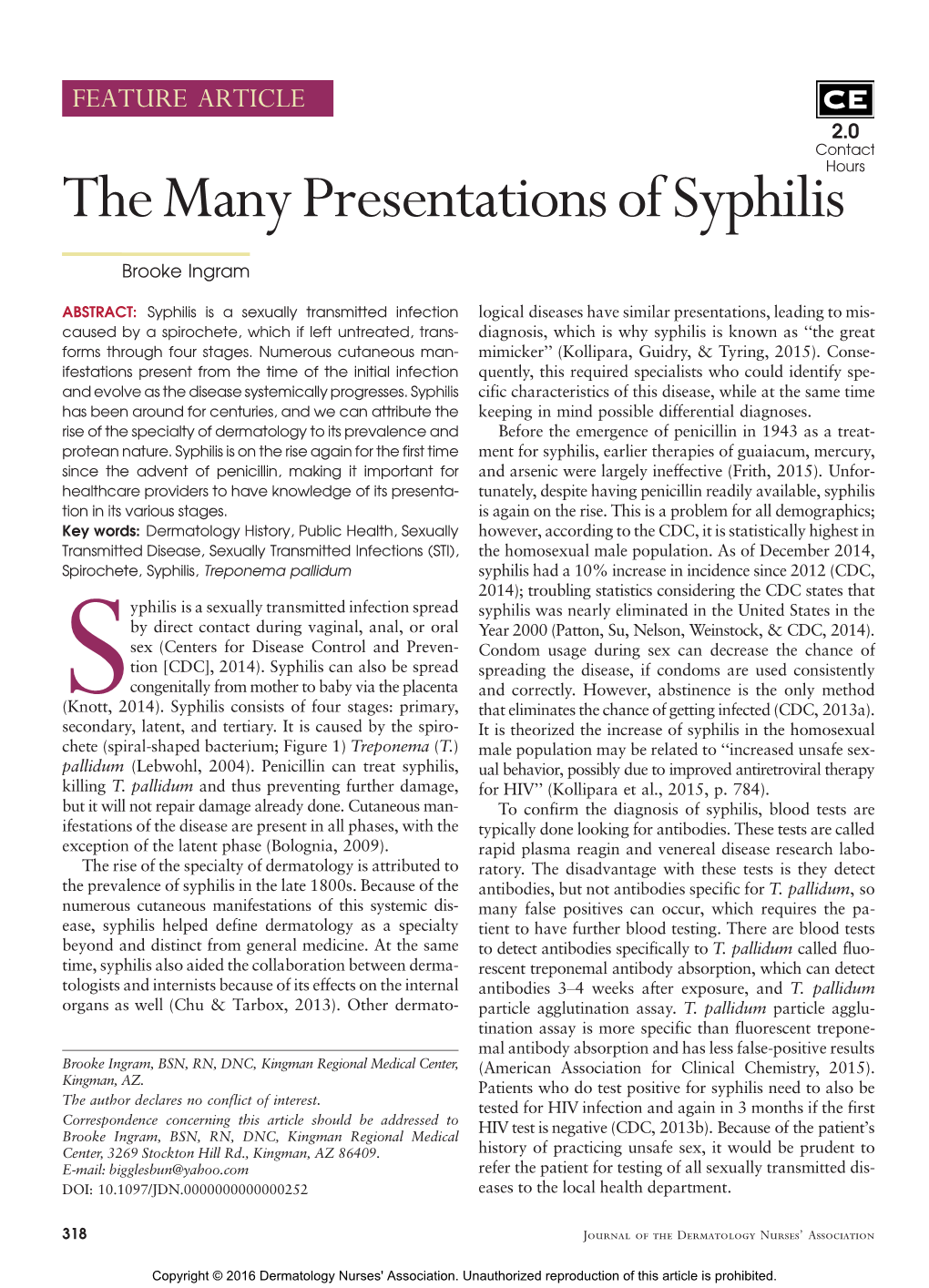 The Many Presentations of Syphilis