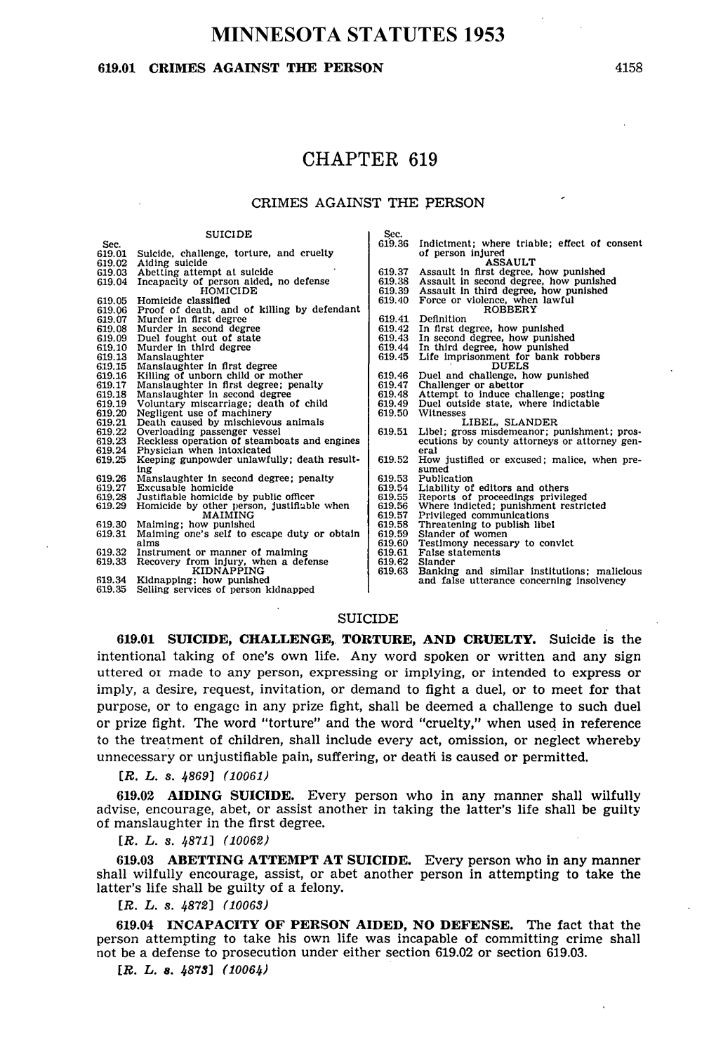 Chapter 619 Minnesota Statutes 1953