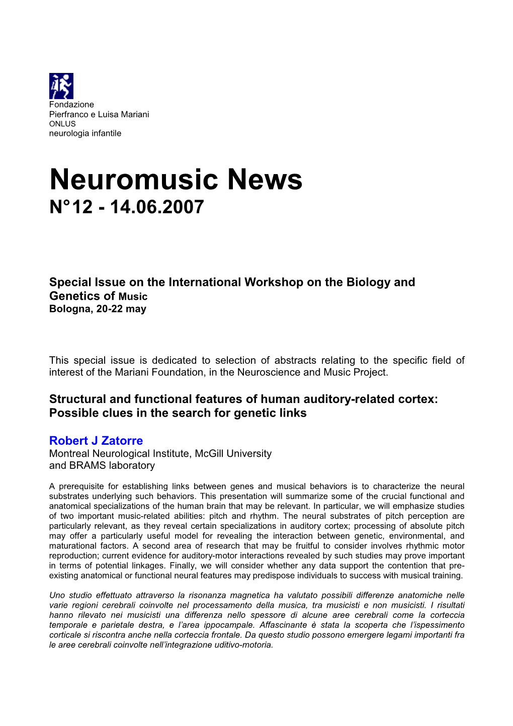 Neuromusic News 12 14Jun07