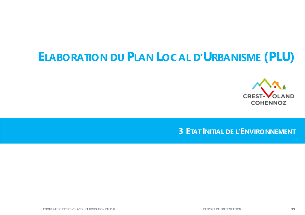 Elaboration Du PLAN Local D'urbanisme (Plu)