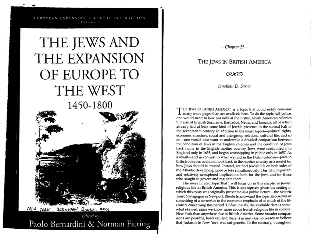 The Jews and the Expansion of Europe to the West