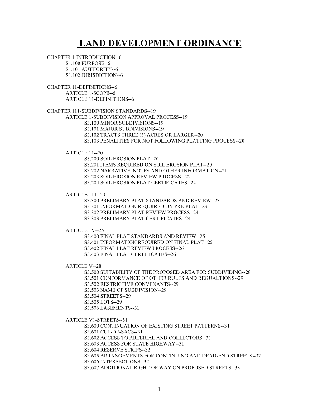 Land Development Ordinance