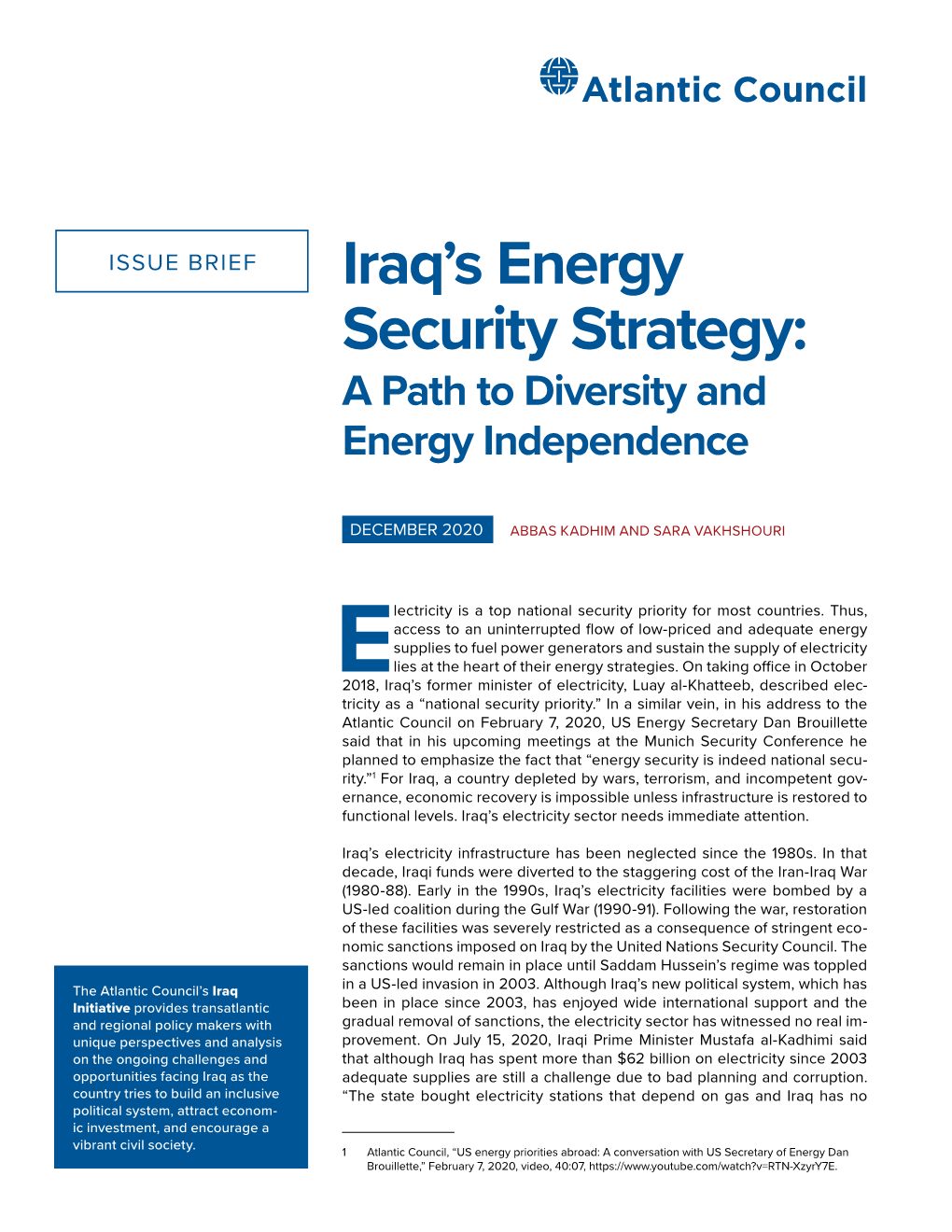 Iraq's Energy Security Strategy