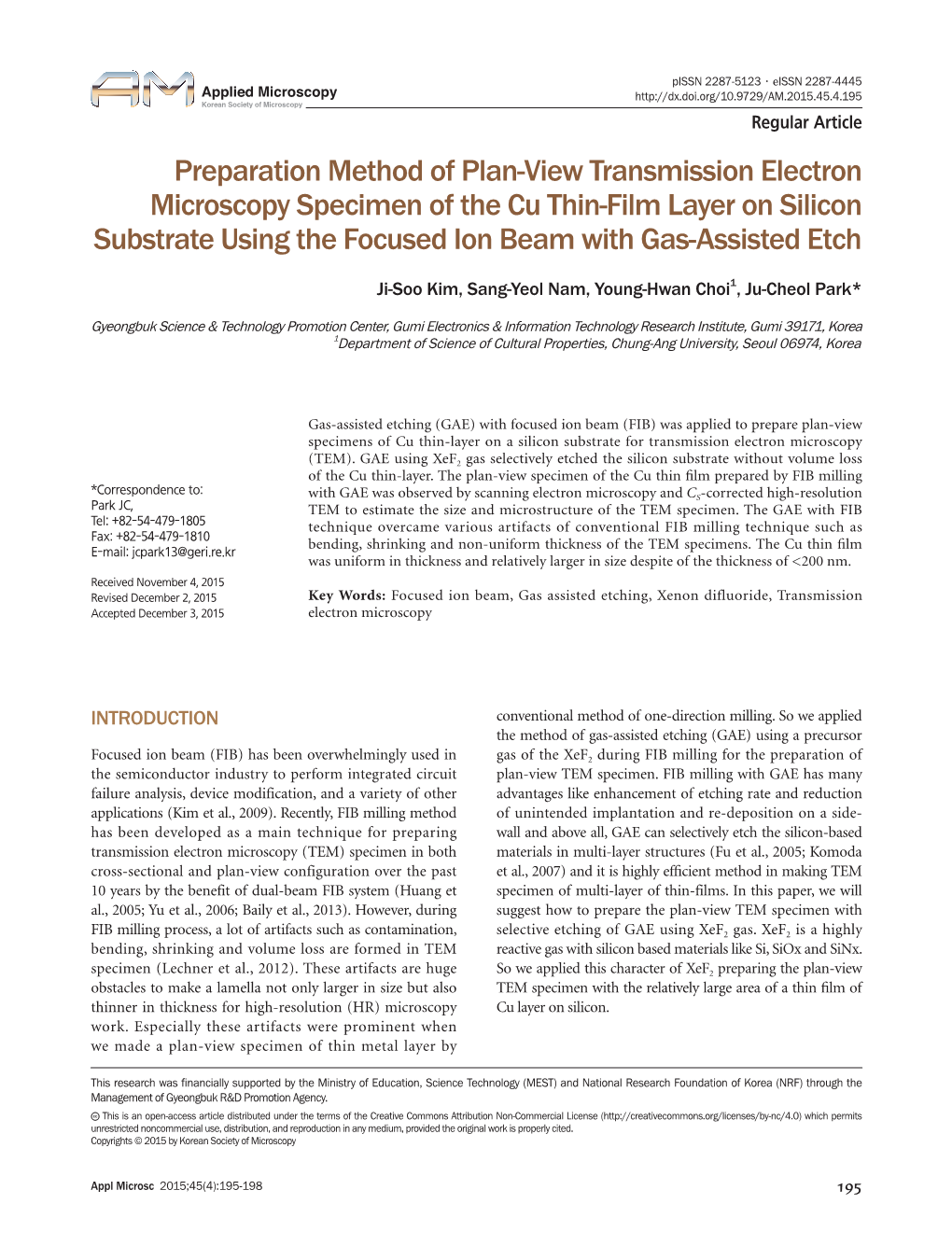 Preparation Method of Plan-View Transmission Electron Microscopy