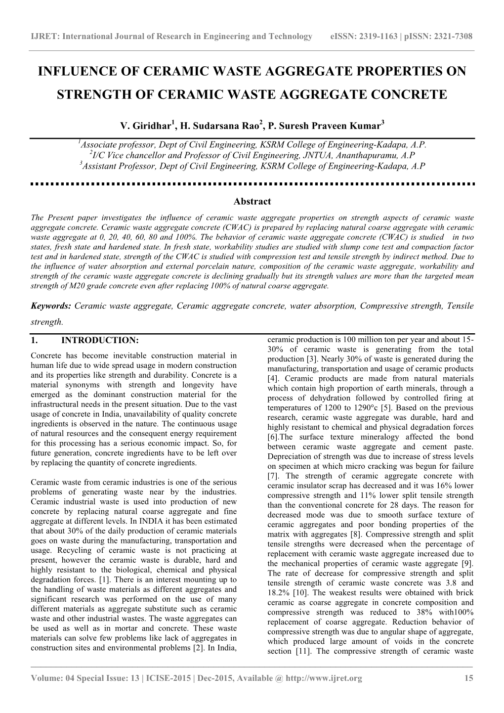 Influence of Ceramic Waste Aggregate Properties on Strength of Ceramic Waste Aggregate Concrete