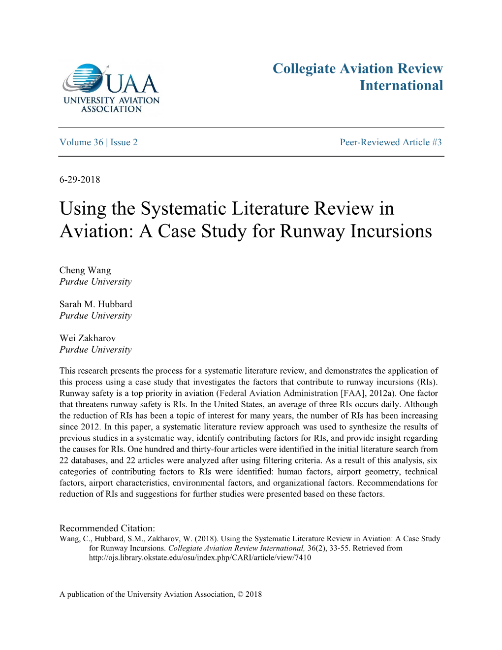 A Case Study for Runway Incursions