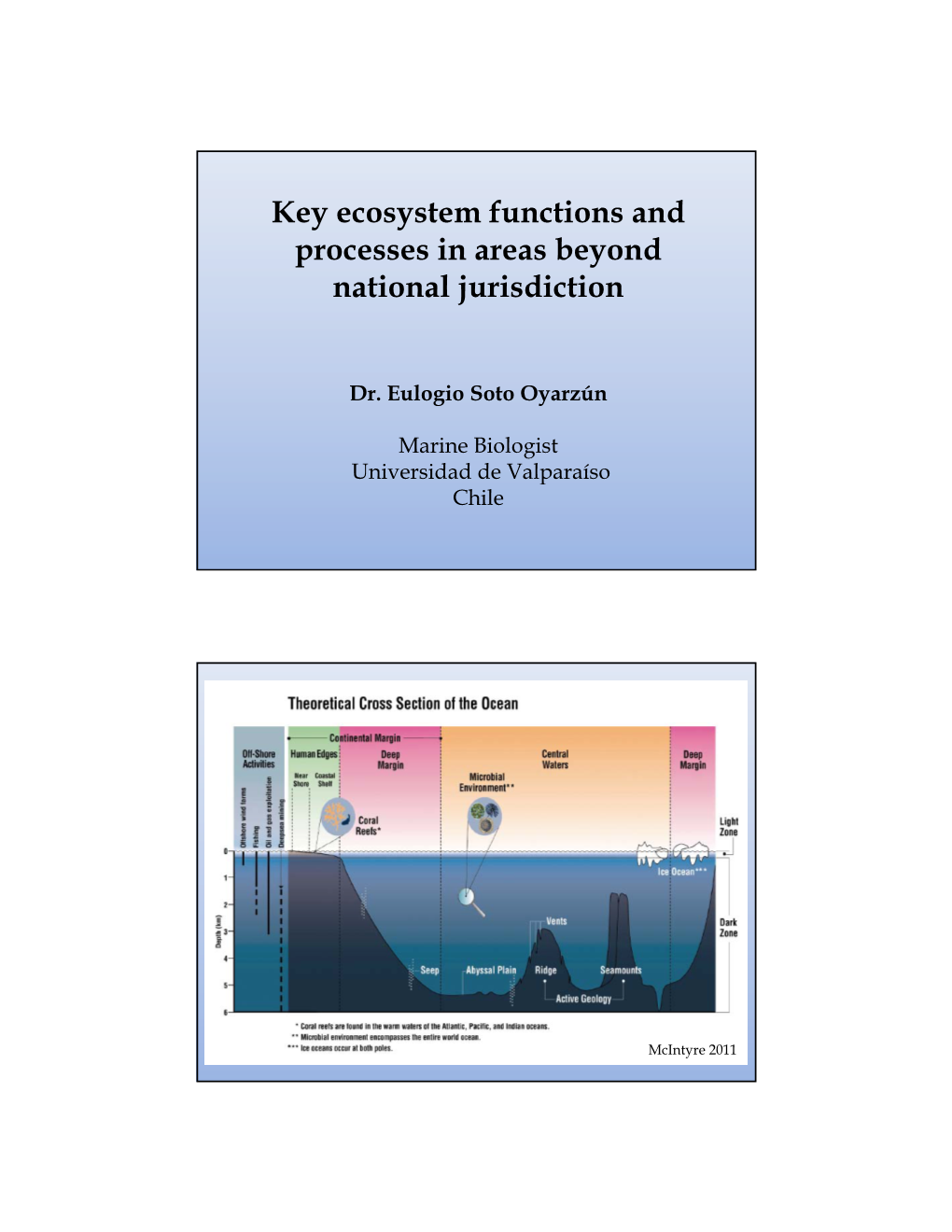 Key Ecosystem Functions and Processes in Areas Beyond National Jurisdiction