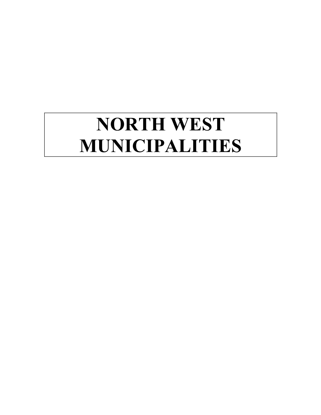 North West Municipalities