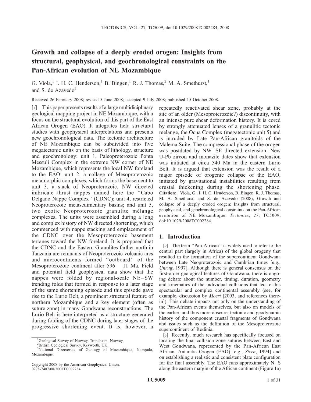 Growth and Collapse of a Deeply Eroded Orogen: Insights from Structural, Geophysical, and Geochronological Constraints on the Pan-African Evolution of NE Mozambique