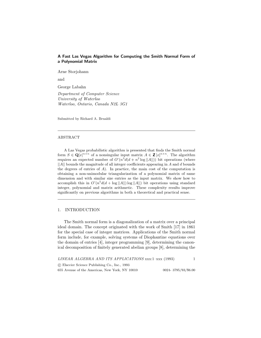 A Fast Las Vegas Algorithm for Computing the Smith Normal Form of a Polynomial Matrix