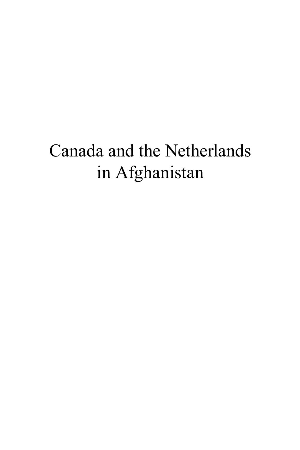 Canada and the Netherlands in Afghanistan