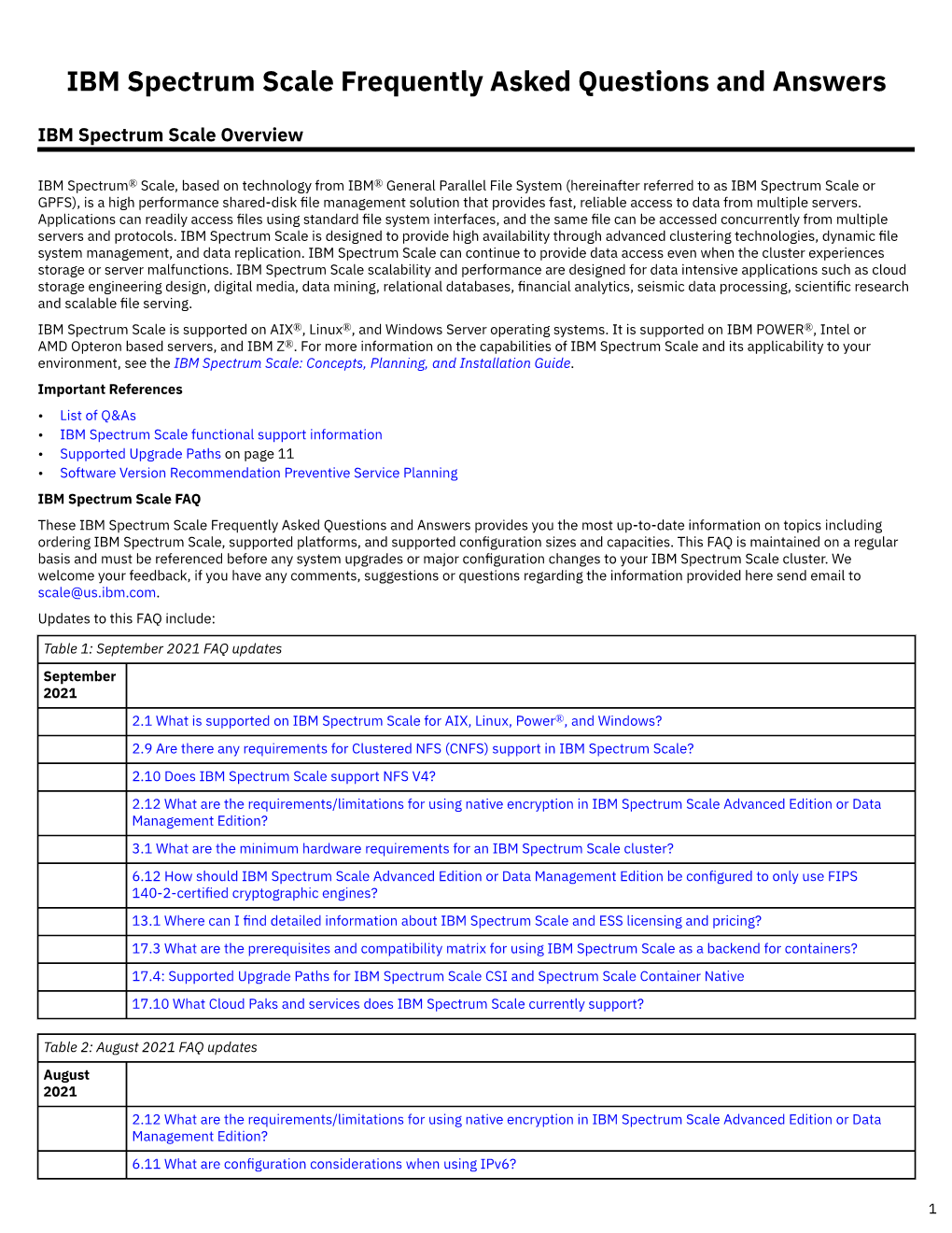 IBM Spectrum Scale Frequently Asked Questions and Answers