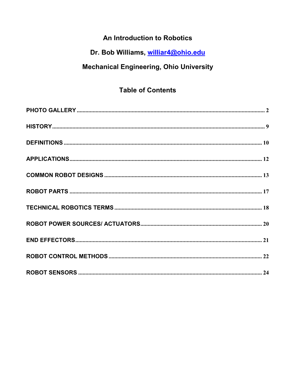 Introduction to Robotics 2