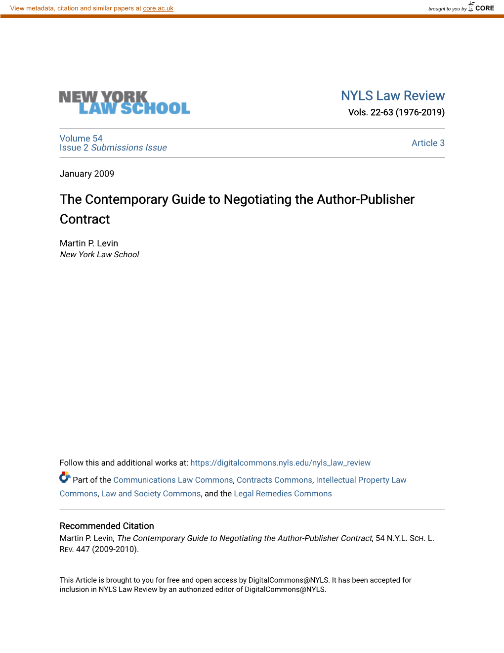 The Contemporary Guide to Negotiating the Author-Publisher Contract