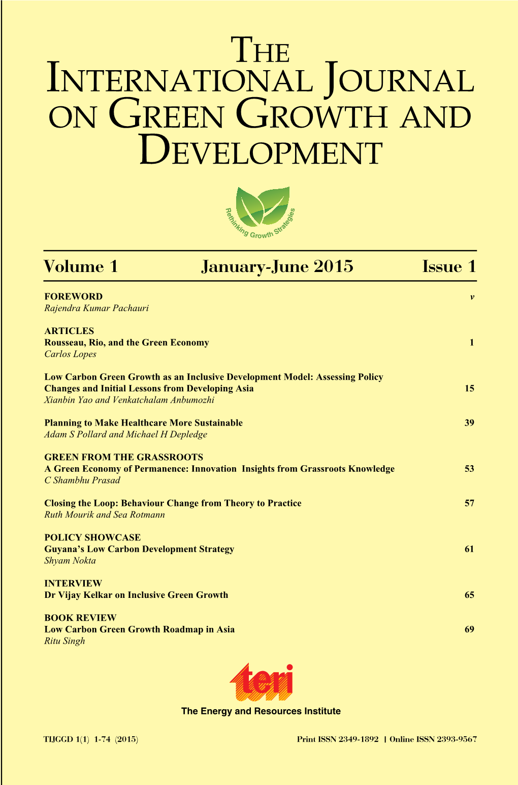 International Journal on Green Growth and Development on Green Growth and Development