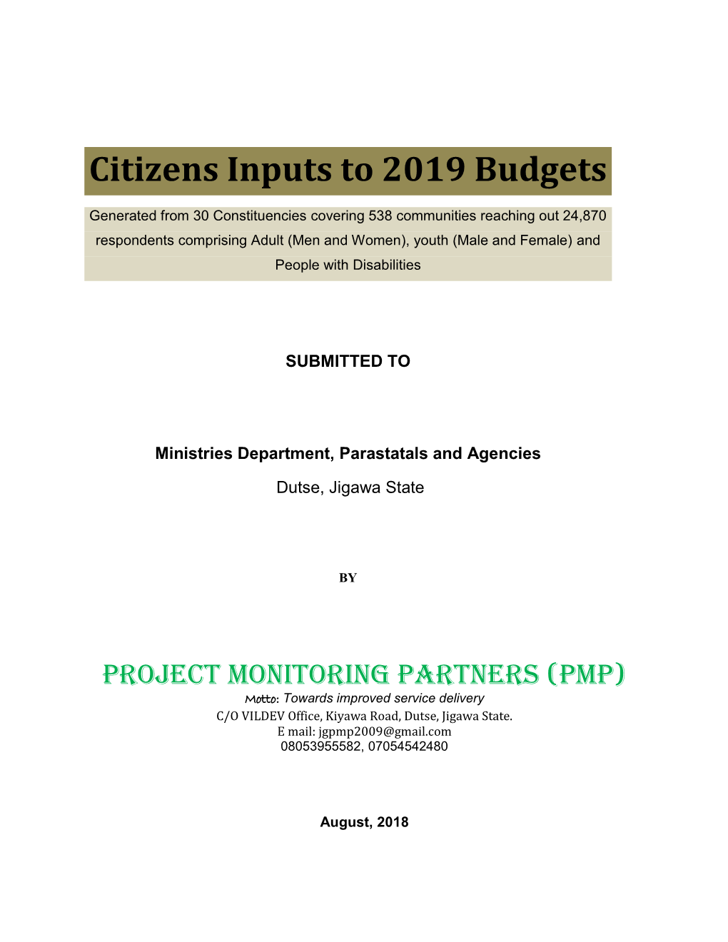 2019 Citizens Budget Inputs